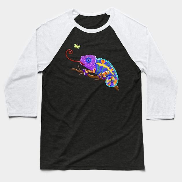 Little Chameleon Baseball T-Shirt by SoozieWray